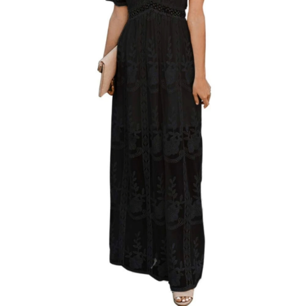 Lace Maxi Dress, Black XL - Picture 2 of 9